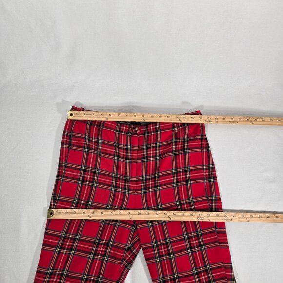 J.CREW CAMERON Academia Red Stewart Tartan Wool Hi-Rise Crop Pant Women Size 12. - Picture 15 of 17